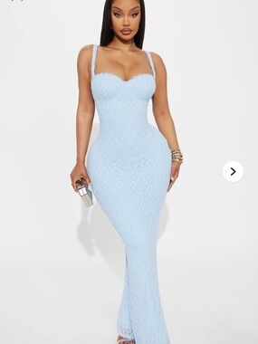 Fashion Nova Light Blue Lace Mermaid Maxi Dress - Women